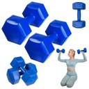 Fitness cvičebné závažia DrFit Činka, šesťhranné, set 2x4 kg, modré