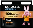 8x alkalická batéria DURACELL OPTIMUM AAA R3 LR03