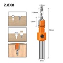 Stredový záhlbník HSS so stopkou 2,8 mm X 8 mm