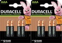 Kapacita batérie Duracell AAA 900 mAh 4 ks x2