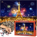 PUZZZLE 1000 KUSOV. PARÍŽ V NOCI OHŇOSTROJ EIFFELOVÁ VEŽA XXL KLASICKÝ PUZZLE