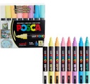 SADA ZNAČOVAČOV S PLAGÁTOVOU FARBOU UNI POSCA PC-5M SOFT COLORS 8 FAREB V PÚZRIKU