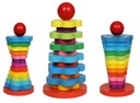 DREVENÝ PUZZLE VEŽOVÝ SORTER RAINBOW MONTESSORI