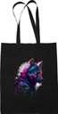 Tote Bag Wolf Print 2 Módna čierna