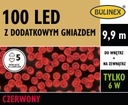 Reťaz na 100 LED vianočných stromčekov červená 9,9 m 6W