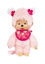 Monchhichi - plyšové dievčatko z čerešňového kvetu, 20 cm - ružové