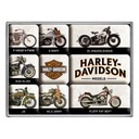 Nostalgické umelecké magnety (9 ks) Harley-Davidson - M