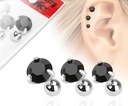 PRE EAR TRAGUS CARTILAGE SET 3KS 3MM 4MM 5MM BLACK CRYSTAL