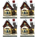 4x Delicate Christmas Resin House Christmas Village