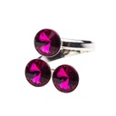 Strieborný prsteň s kr. Swarovski Rivoli Fuchsia