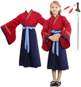 OUTFIT KIMONO MULAN KOSTÝM ŠATY JEDNORÁZOVÝ MEČ KARNEVAL 140 / 146 CM