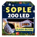 SOPLE 200 LED VONKAJŠIE 7,5 m STUDENÁ BIELA ​​+ BLESK záves na vianočný stromček