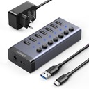 Ugreen multifunkčný HUB 7v1 USB Typ C - 7x USB Typ A 3.0 PD DC 12V šedý