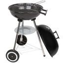 Guľový gril na drevené uhlie s BBQ krytom, chrómový rošt, 37 cm, kolieska s certifikátom Dekra