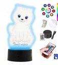 UV stolná lampa Led soška White Cat Kitten Váš nápis Plexido diaľkové ovládanie