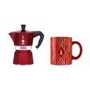 Kávovar BIALETTI DECO GLAMOUR Moka Express 3tz + červený hrnček