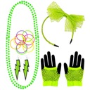 SET retro 80-tych rokov NEON GLOVES MITTES náramky ČELENKA karneval