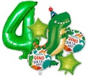 FÓLIOVÝ BALÓN ČÍSLO 4 ŠTYRI ROKY DINOSAUR ŠTVRTÉ NARODENINY BALÓNY HELUM DINO