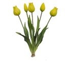 TULIPÁN *5 kytice silikónová guma 40 cm žltá