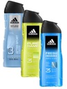 Sada 3 x Adidas Men sprchový gél 3 v 1 SPORT, GAME, FRESH 3 x 400 ml