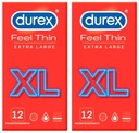 Durex FEEL THIN XL kondómy, väčšia veľkosť, 24 ks extra zvlhčené