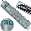 Predlžovací kábel Power Strip Strieborný 10 zásuviek Kábel 2 metre CE certifikát