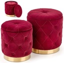 2x Otvárací puf do obývačky Glamour Burgundy Velour