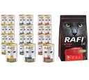 RAFI CAT mix 3 príchutí 24x415g + vrecko hovädzieho mäsa 7kg