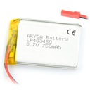 Li-Pol Akyga 750mAh 1S 3,7V batéria - JST-BEC konektor + zásuvka