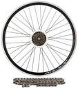 28 ALU zadné koleso + 6-rýchlostná voľnobežka Shimano + reťaz