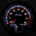 3,75 palcový čierny tachometer do auta 0-8000