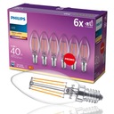 PHILIPS SET 6x E14 LED žiarovka 4,3W = 40W 2700K SVIEČKA TEPLÁ 470lm