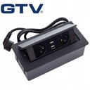 Zásuvka GTV zapustená do pracovnej dosky, čierna; 2x 230V + 2xUSB; 1,5 m kábel