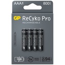 4x PROFESIONÁLNA GP BATÉRIA ReCyko PRO 800mAh R03 AAA