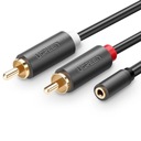 Zelený audio kábel 3,5 mm mini jack samica 2RCA samec 25 cm AV102 10561