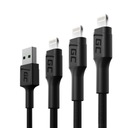 Sada 3x GC Ray USB-A - Lightning LED kábel 30cm 120cm 200cm pre iPhone