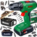 Vŕtací skrutkovač 18 V 38 Nm 2Ah BOSCH + MAKITA BIT SET 31 ks KUF.