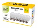 6x E27 LED žiarovka 720lm 8W 80W NEUTRÁLNA GUĽA