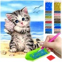 Diamantové vyšívanie Kitten Ocean Kittens Mosaic Sea Beach Set 5D Príslušenstvo