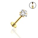 Titanium GOLD Labret Square Cubic Zirconia 1,2/8/4