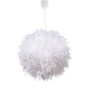 Závesné tienidlo Feathers Glamour White guľa z peria, 50 cm