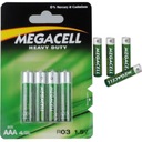 4 x AAA BATÉRIE MEGACELL HEAVY LR03 1,5V NAPÁJ