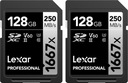 2x LEXAR PRO 128GB 1667x 250 MB UHS-II KARTA