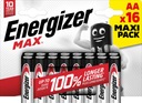 16x ENERGIZER Max LR6 AA 1,5V batéria