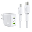 Biela nabíjačka GaN 65W + USB-C - USB-C kábel 1,2m