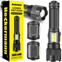 VÝKONNÁ NABÍJATEĽNÁ TAKTICKÁ LED BATERKA XHP50 + COB ZOOM MILITARY 1800mAh