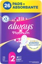 ALWAYS Platinum Super hygienické vložky s krídelkami, 26 kusov