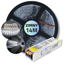 SET 14m SMD LED pásik, studená biela, s napájaním 12V