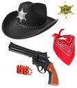 SÚPRAVA KOVBOJSKÉHO OUTFITU KLOBÚK SHERIFF BADGE BANDAM REVOLVER + ČIAPKY