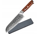 RUČNE KOVANÝ KUCHÁRNY Nôž JAPONSKÝ SANTOKU DAMASKOVÁ OCEL 18 ČEPEL